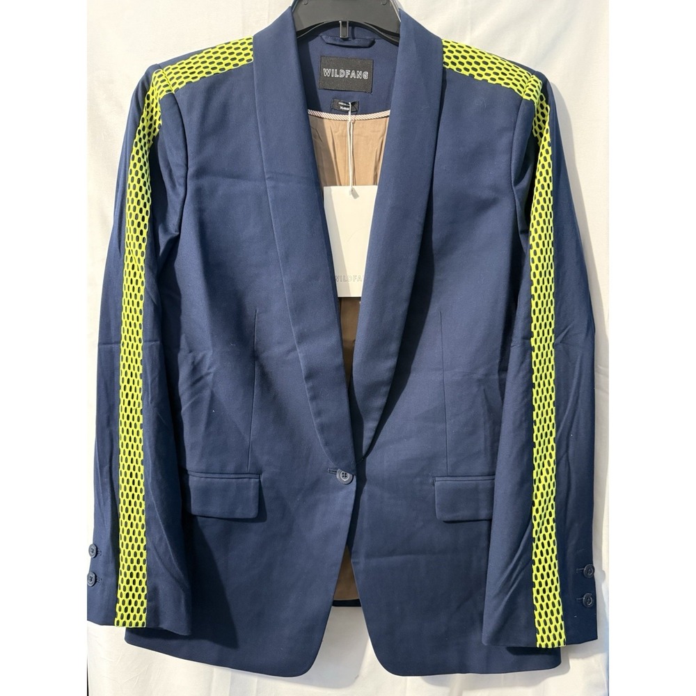 Wildfang The Empower Colorblock Tux Blazer XL Navy Neon Green NWT - Picture 13 of 13